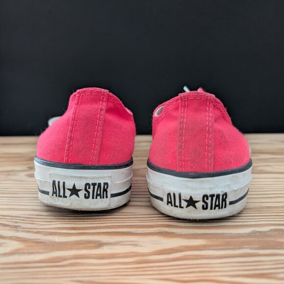 Neon Pink Low Top Chucks with Double Tongue - Picture 2 of 6